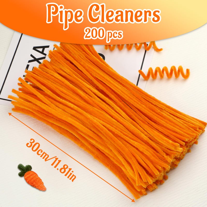 Mnuizu 200pcs Pipe Cleaners,Pipe Cleaners Chenille Stems for Craft, Fuzzy Sticks Christmas Craft Supplies for DIY Art & Creative Crafts Decorations(Orange) - Image 2